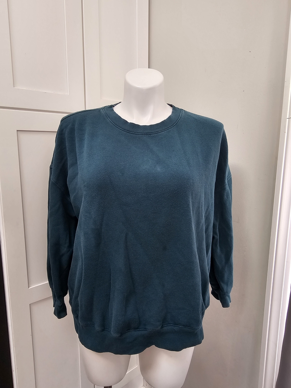 Old Navy SoComfy Tunic Sweatshirt Womens Large Teal Green Crewneck Pullover
